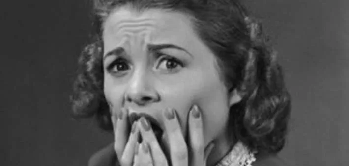 Scared Woman Black and White Photograph