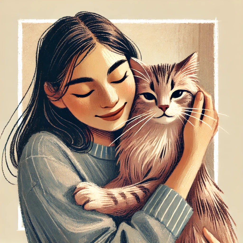 Woman Cat Phobia love cats no more fear Creature Courage