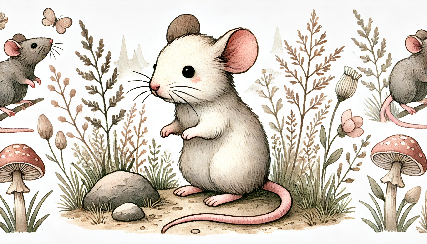 An illustration of a number of rats within their natural environment