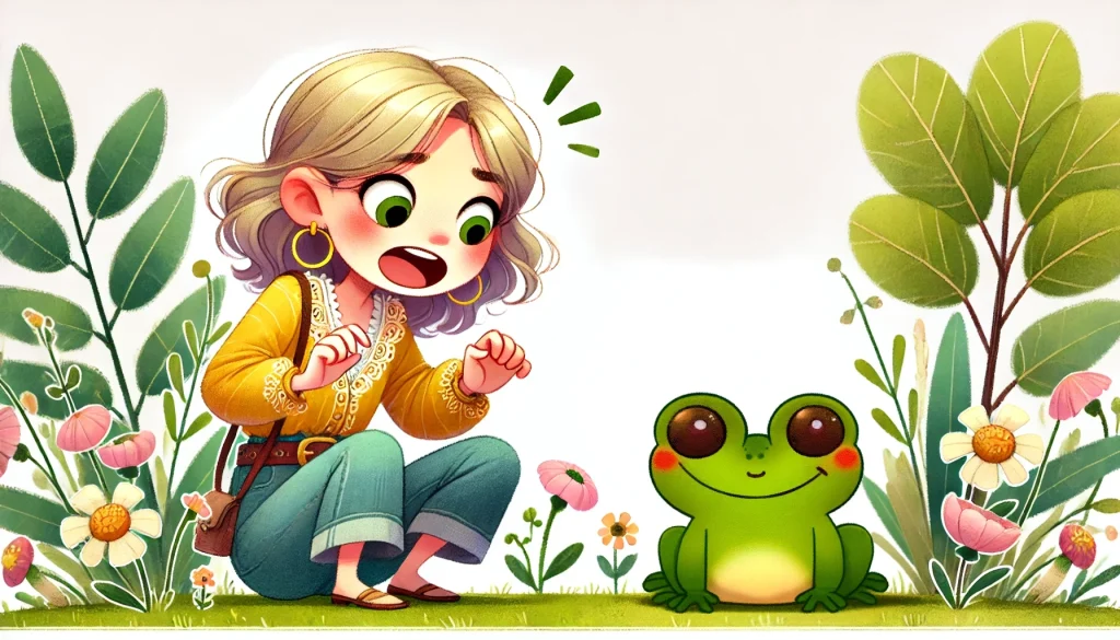 Frog phobia woman afraid of frog toad art