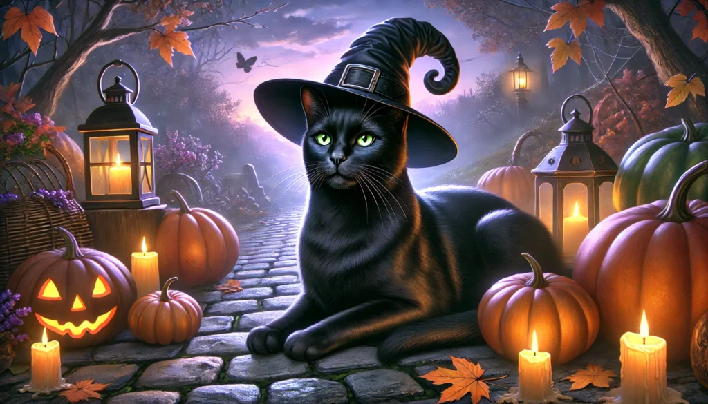 Cat in witches Hat Illustration for Creature Courage