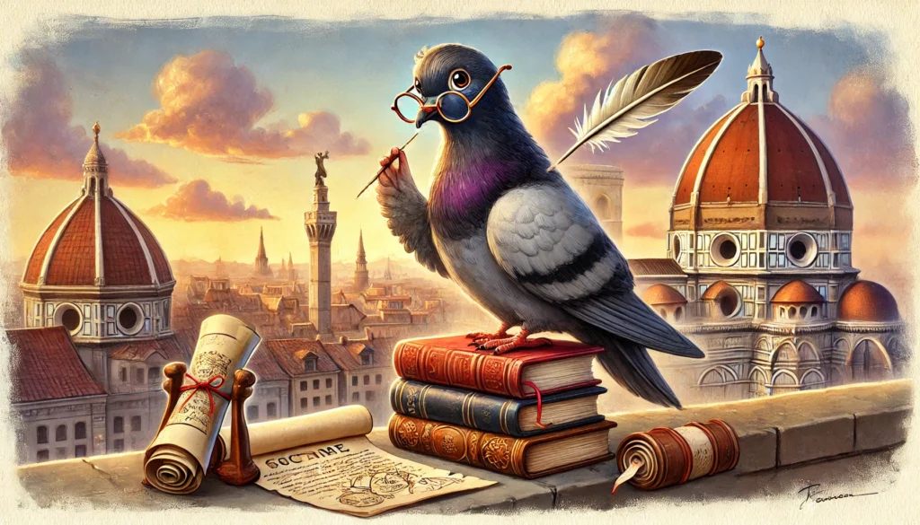 Illustration of Clever Pigeon Creature Courage