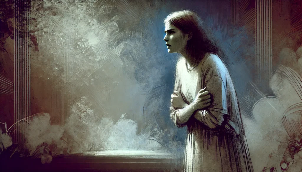 Arty Illustration of a Woman Looking Anxious