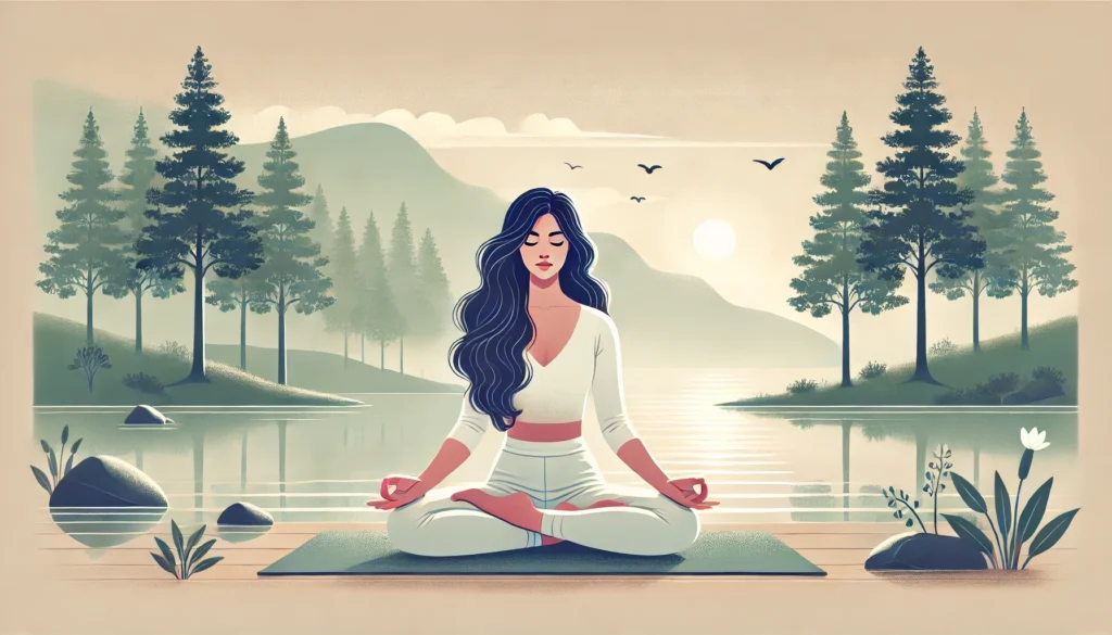 Woman relaxing and meditating illustration Creature Courage
