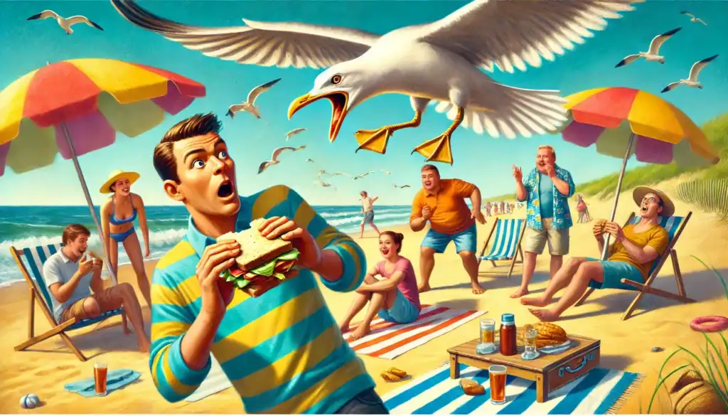 Seagull Stealing Food Art Creature Courage