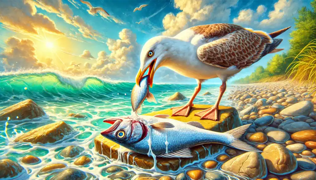 Seagull Eating Fish Environment Cleaner Art Creature Courage