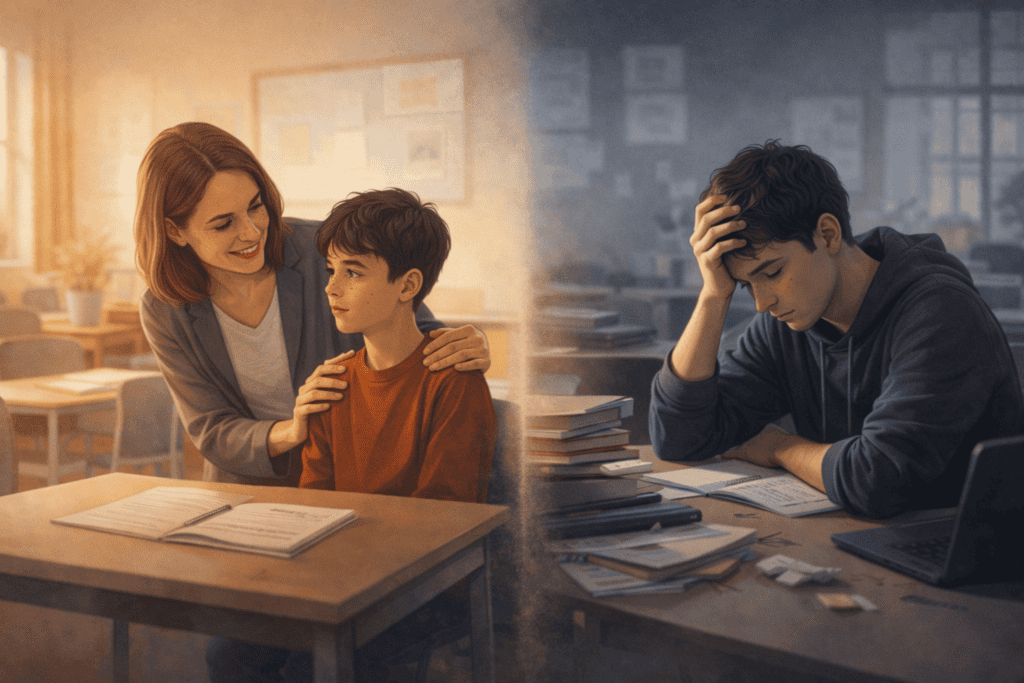 Comparison of early student support versus reactive support showing impact on anxiety over time