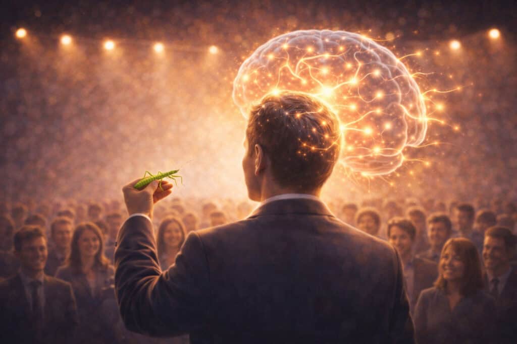 Experiential learning activating the brain during a live keynote demonstration with a stick insect