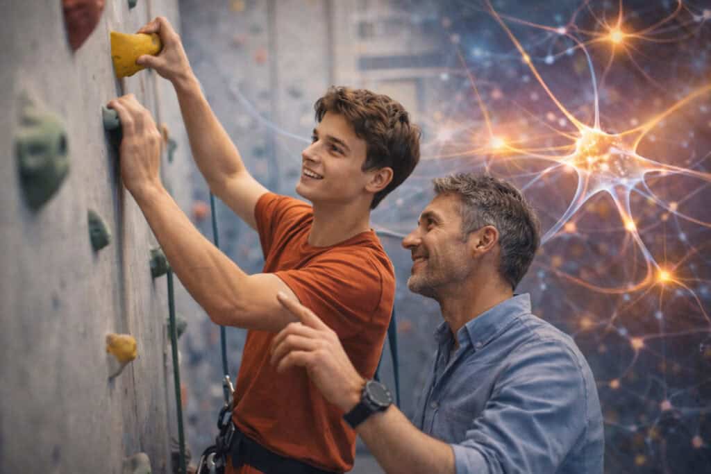 Student building confidence through experiential learning and overcoming challenge with support