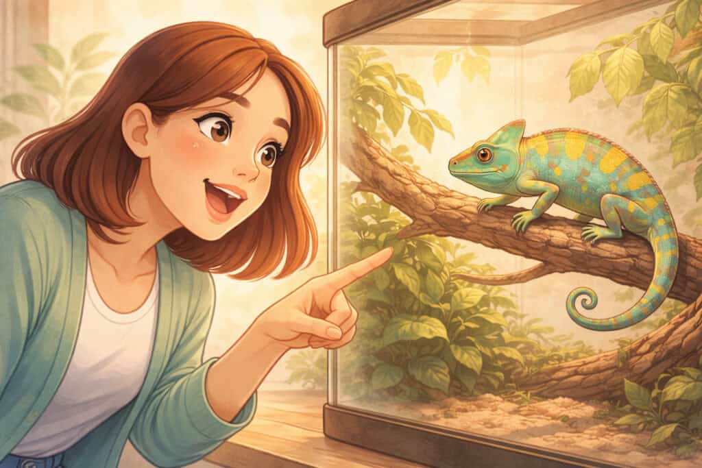 Woman looking at a spider with curiosity and fascination instead of fear Creature Courage