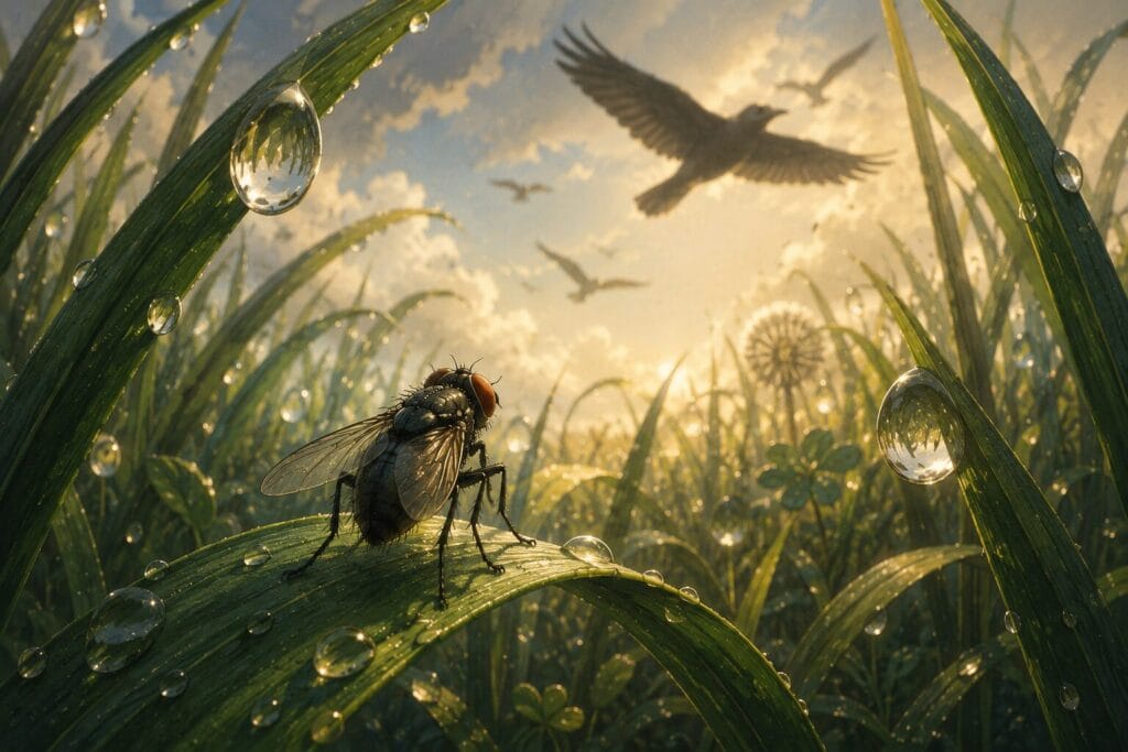 Illustration encouraging empathy and understanding of flies.