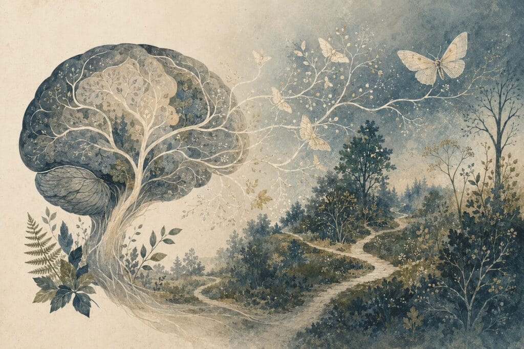 Illustration showing how the brain learns a fear response to moths.