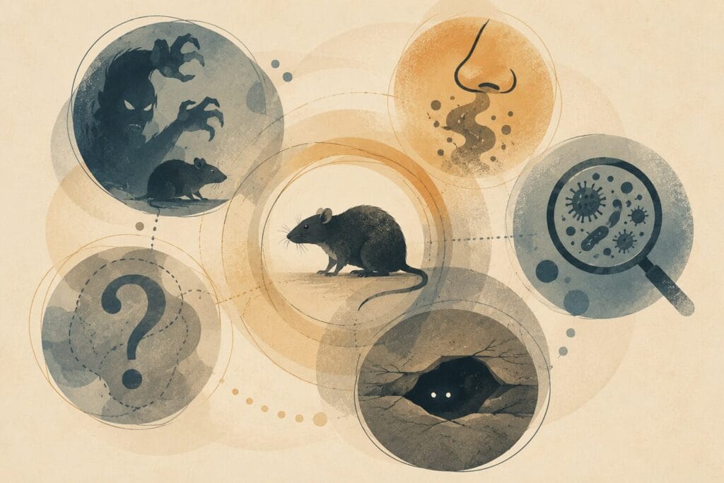 Conceptual illustration showing the different emotional layers of rat phobia.