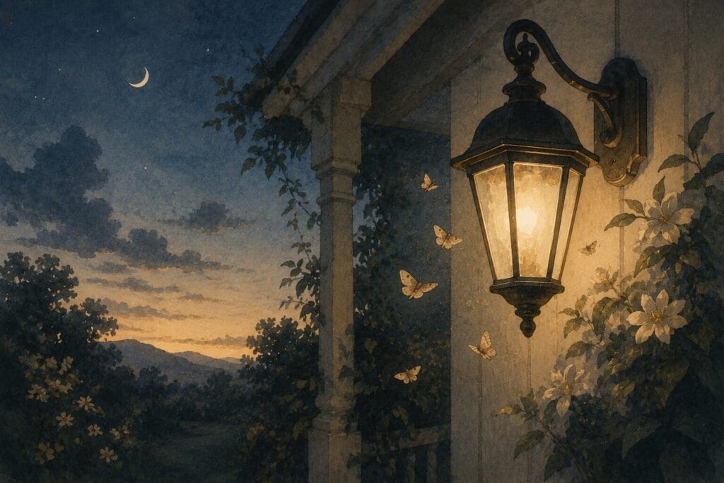 Illustration explaining why moths navigate towards artificial lights.